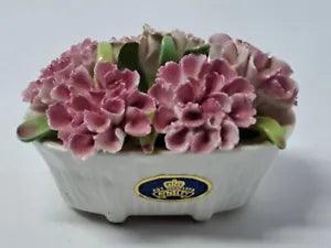 Aynsley Fine Bone China Carnation Floral Bouquet Flower Basket Vintage August
