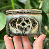 Mini Micro Ceramic Black Blue Brown Eye Orchid Planter Pot with Holes