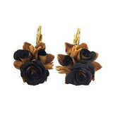 Black and Gold Rose Bouquet Earrings | Black Gold Floral Dangle Earrings | Black Gold Jewelry