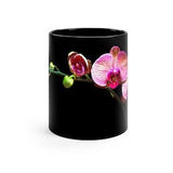 Orchid Flower Black Coffee Mug 11oz MobiusMoon