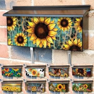 Sunflower Townhouse Magnetic Mailbox Cover for Wall Mounted Ranch Mailboxes