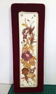 Vtg  Dried Flower Wall Vertical Wall Art Panel Signed S. Smith Handmade Framed