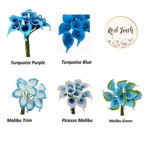 GA,USA-Soft Real Touch calla lily malibu turquoise theme-beach home decor event Bouquet boutonniere corsage