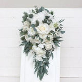 Cascading bouquet White rose peony bouquet  Bridal bouquet Faux bouquet Classic wedding Wedding flowers Silk flowers Boho wedding