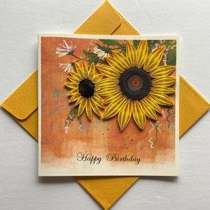 Happy Birthday Sunflower- Quilling card, Art paper, Greeting card