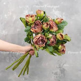 Dried Look Peony with Bud - Coffee | Artificial Flower | Home Decoration | Gifts