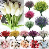 Artificial Flowers Plastic Fake Plants Home In/Outdoor Garden Fake Faux Decor
