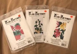 3 Flag Factory Patterns Flowers Plants Ivy Geranium Day Lilies 28" x 49" UNCUT