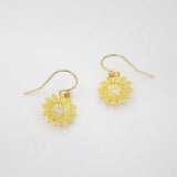 Dainty Yellow Sunflower Enamel Earrings, Floral Earrings, 14K Gold Filled, Elegent, Stylish, Wedding Jewelry, Bride, Bridesmaid Gift For Her