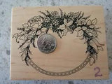 PSX K-413 "VICTORIAN ROSE LILIES FLOWERS OVAL FRAME" Wooden Block Rubber Stamp