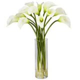 1187-CR Mini Calla Lily Silk Flower Arrangement, 15 In. W x 15 In. D x Cream