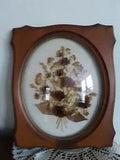 VIntage RETRO- Dried Flower Picture-Wall  Decor- Domed Glass,  Framed , Browns