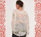 Floral Pattern Semi Sheer Peony Flowers Blouse | Large | Size 10