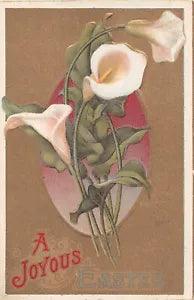 Lovely Calla Lilies on Old Easter Postcard - Series D, No. 4