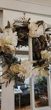 Anthropologie Dried/silk Flowers 16??? Indoor Outdoor Wreath New  Ivory