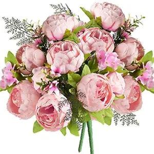 Vintage Artificial Peonies Silk Peony Flowers and Hydrangeas for Charm Pink