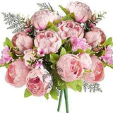 Vintage Artificial Peonies Silk Peony Flowers and Hydrangeas for Charm Pink