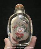 10CM Chinese coloured glaze Peony flower bird internalization snuff box bottle