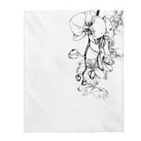 Orchid Throw Blanket Couch: Botanical Floral White Blanket - Soft Velveteen Plush - Dorm Decor for College Girls - Plant Lovers Gift Idea