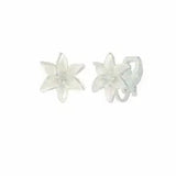 Lily White Enamel Silver Tone Flower Stud Clip On Earrings