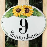 Rustic Outdoor house numbers, Address plaque for house, Ceramic address numbers, Sunflowers Front porch sign