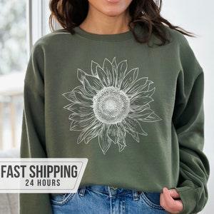 Sunflower Sweatshirt, Sunflower Gift, Flower Girl Gifts, Womens Gift, Cute Sweatshirts, Cottagecore Sweater, Womens Sweatshirts,Gift for Her