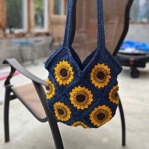 Crochet Sunflower Bag, Lined
