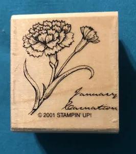 Stampin' Up! Rubber Stamps 2001 Flower, Month Birthday January Carnation