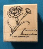 Stampin' Up! Rubber Stamps 2001 Flower, Month Birthday January Carnation
