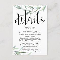 Eucalyptus Wedding Details Card Rustic | Zazzle Flower Delivery