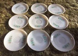 FIRE KING Oven Ware Bonnie Blue Carnation Flower Tea Saucer 9-Pieces