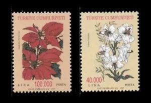 Turkey 1997 - Flowers, Lily, Poinsettia - Set of 2v - Scott 2680-81 - MNH