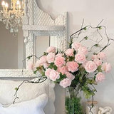 Pale Pink English Roses, pink faux flower stems, Life like silk artificial sprays, DIY wedding decor, romantic floral arrangement home decor