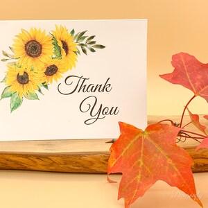 Thank You Card Set with Sunflowers- Thank You Note Cards - Sunflower Gratitude Greeting Cards - Floral Thank You Notes - Appreciation Cards