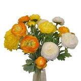 6 PCS Artificial Ranunculus Flowers Orange Yellow Color Bouquet Combination