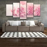 Pink Carnation Flowers Framed Poster 5 Panel Canvas Print Wall Art Home Decor