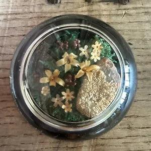 Vintage Dried Flower Art Dome Paperweight CottageCore Fairy Whimsical Home Decor