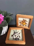 Pair Vintage 3D Dried Flowers In Beautiful Wooden Frame Wall Hanging Hand Made