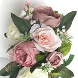 Wedding Bouquet, 17 piece set Bridal Bouquet package BLUSH MAUVE PINK Dusty Cascade Silk Wedding flowers Bridesmaid bouquet "RosesandDreams"