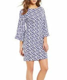 MICHAEL KORS Carnation Floral Flare Sleeve Dress Amethyst Sz Medium NWT
