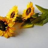 Artificial Yellow Sunflower Stem, 3 Heads, Silk Fake Faux, Farmhouse Decor, Stems, Rustic Wedding Bouquet, Indoor Outdoor, Wreath Making