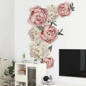 3D Flower Print Wall Sticker Flowers in Vase Adhesive Removable Wall Art Sticker
