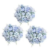 6 Pack Artificial Flowers, Fake Faux Peony Silk 6 Bundles Blue Fake Flower