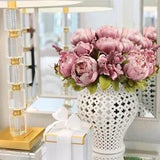 2Pcs Artificial Peonies Fake Flowers for Decoration, Faux Cameo Brown-2pcs