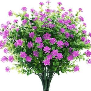 6 Bundles Artificial Flowers Outdoor Fake Flowers for Decoration UV Resistant No Fade Faux Plastic Plants Garden Porch Window D???cor (Orchid)