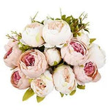 2 Pcs Artificial Peony Silk Flower Leaf Artificial Peony Flowers 2 PCS Pink