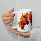 Orange Dancing Cattleya Orchid White Glossy Mug