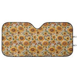 Sunflower Meadow Windshield SunShade, Floral Sunshade for Car, Cottagecore Sun Visor for Car Windshield, Flower Car Gift, Faux Embroidery