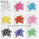 5PCS Embroidery Peony Flower Trim Applique Sequin Costume DIY Handmade Craft
