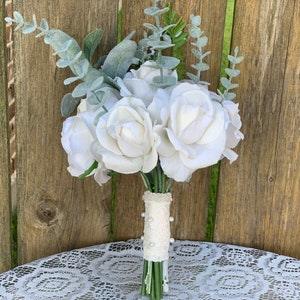 Boho roses bouquet Off white true touch bouquet Boho bride Boho weddings Roses bouquet Bride bouquets Bridesmaids bouquet Lace bouquets